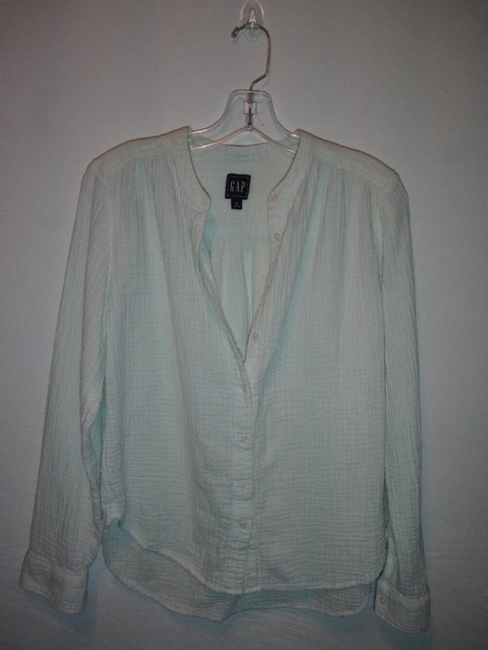 GAP Gauze White Women Button-Up Shirt Small Long Sleeves